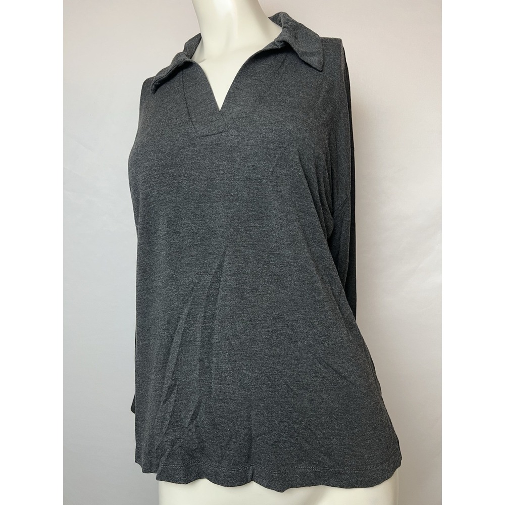 CAbi Elegant Tee Women's Size XXS Long-Sleeve Gray V-neck Oversized Top #4258